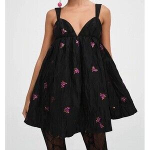 For Love & Lemons Sachi Mini Dress Sz M Babydoll Dark Romance Witchy Whimsigoth